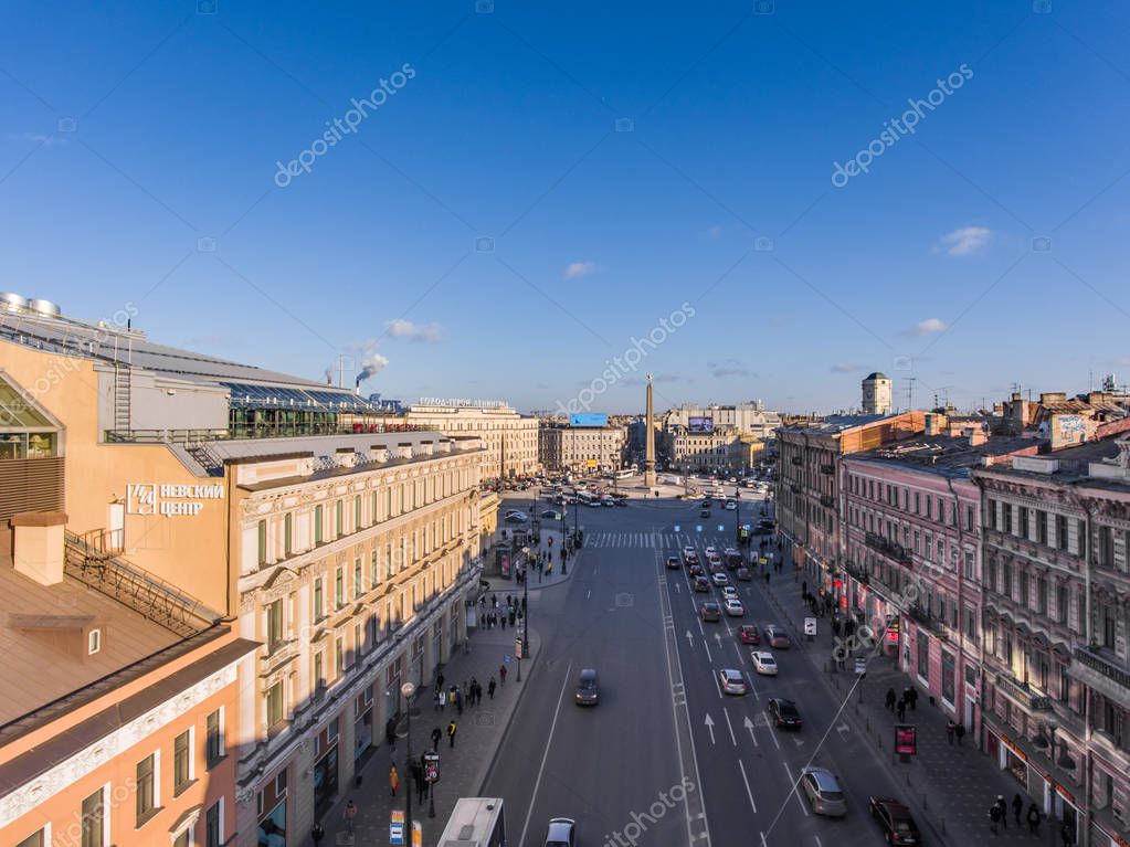 Vista aérea del centro de negocios Nevsky centro, plaza Vosstaniya