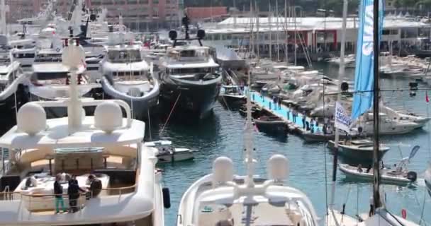 Monaco, Monte-Carlo, 27.09.2017: Largest exhibition yacht show — Stock Video