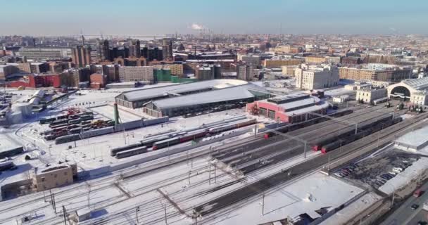 Russland Heiliger Petersburg März 2018 Luftbild Des Eisenbahnmuseums Russland Winter — Stockvideo