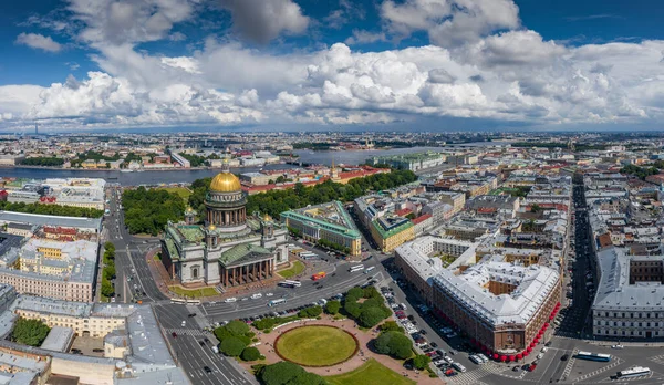 Flygfoto Panorama Isaac Katedralen Dagen Panorama Över Staden Stadsbild Gyllene — Stockfoto