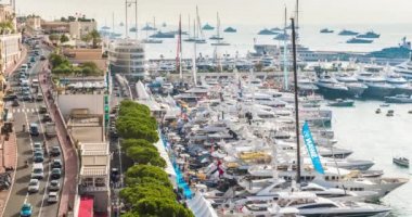 Monaco, Monte-Carlo, 28.09.2017: Sabahları en büyük sergi yat gösterisinin zamanaşımı, su trafiği, MYS, ihaleler, megayacht, sergi sahipleri, müşterilerle brokerlar toplantısı