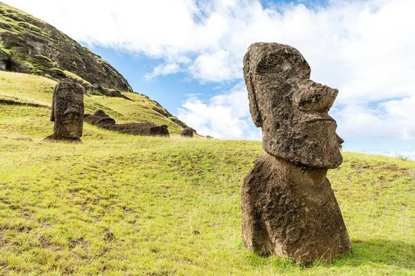 Vulcão Rano Raraku Dos Sítios Arqueológicos Mais Incríveis Extraordinários Planeta — Fotografia de Stock