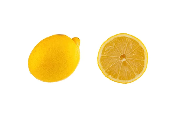 Limão Meio Limão Isolado Fundo Branco — Fotografia de Stock