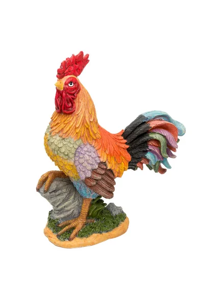 Figura Gallo Colorido Sobre Fondo Blanco — Foto de Stock