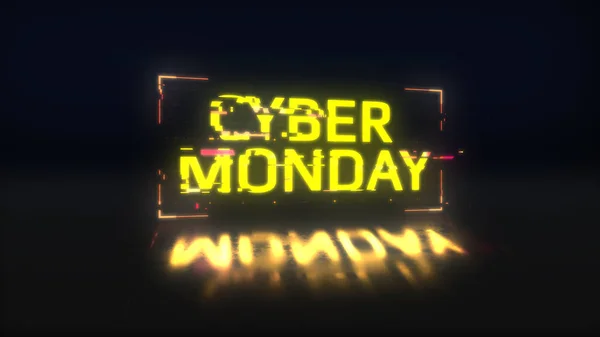 Cyber Monday Banner Yellow Neon Text Illustration — Stock Photo, Image