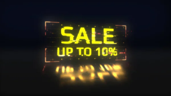 Arıza afişlerinde% 10 indirim var. Sarı neon indirimi fiyat etiketi illüstrasyonu