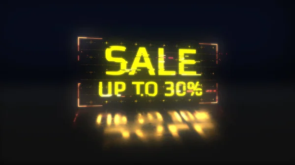 Sale Glitch Banner Yellow Neon Discount Offer Price Tag Illustration — Stock Photo, Image
