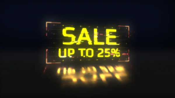 Sale Glitch Banner Yellow Neon Discount Offer Price Tag Illustration — Stockfoto