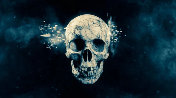 Spooky Skull Explosion Bullet Illustration — Stock Photo, Image