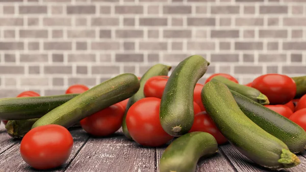 Biologische Ernährung Aus Frischem Gemüse Gurken Und Tomaten Aus Nächster — Stockfoto