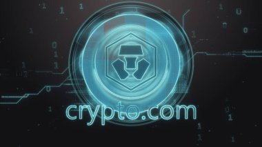 Kripto com şifreleme sembolü. Yüksek teknolojili fütüristik arkaplan çizimi.