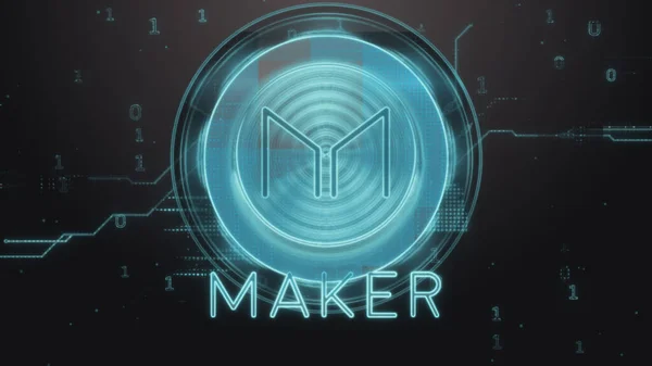 Symbol Kryptoměny Maker Mkr Tech Futuristické Pozadí Ilustrace — Stock fotografie