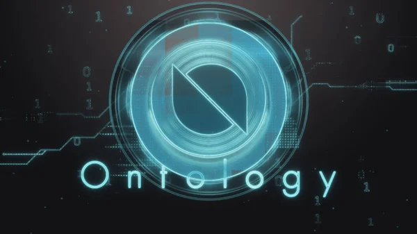 Ontoloji (ONT) şifreleme sembolü. Yüksek teknolojili fütüristik arkaplan çizimi.