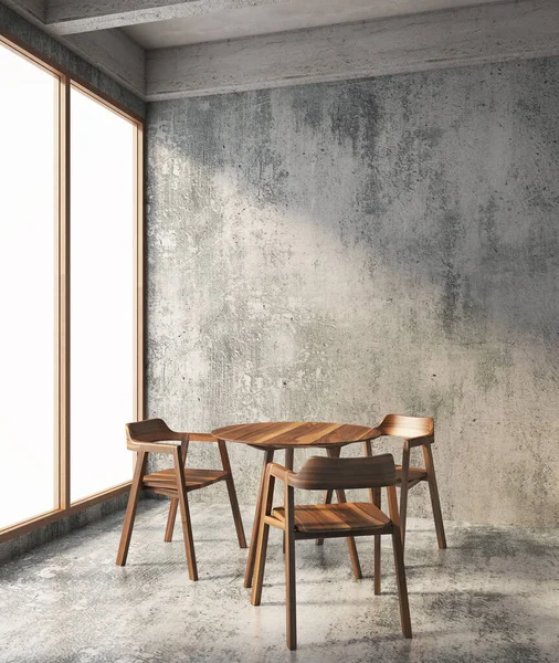 Intérieur Loft Salle Manger Avec Lumière Jour Depuis Les Fenêtres Photo De Stock