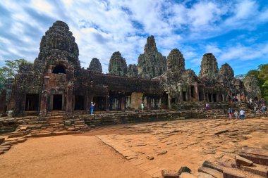 Angkor Thom Bayon Prasat Bayon Khmer tapınakta popüler turistik, Angkor Wat Archaeological Park içinde Siem Reap, Kamboçya Unesco Dünya Mirası 's
