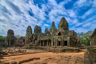Angkor Thom Bayon Prasat Bayon Khmer tapınakta popüler turistik, Angkor Wat Archaeological Park içinde Siem Reap, Kamboçya Unesco Dünya Mirası 's