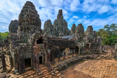 Angkor Thom Bayon Prasat Bayon Khmer tapınakta popüler turistik, Angkor Wat Archaeological Park içinde Siem Reap, Kamboçya Unesco Dünya Mirası 's
