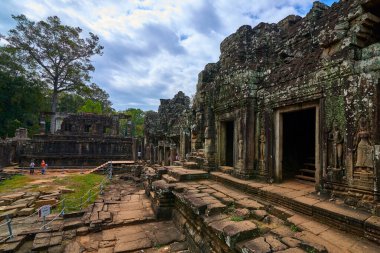 Angkor Thom Bayon Prasat Bayon Khmer tapınakta popüler turistik, Angkor Wat Archaeological Park içinde Siem Reap, Kamboçya Unesco Dünya Mirası 's