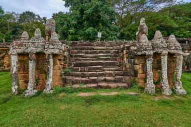 Teras, Angkor thom complex gündoğumu, Arkeoloji Parkı Siem Reap, Kamboçya Unesco Dünya Mirası'adlı cüzzamlı Kral