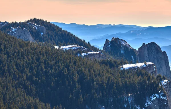 Vista Aérea Del Paisaje Desde Parque Nacional Las Montañas Ceahlu — Foto de Stock