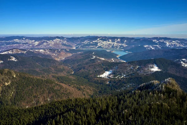 Vista Aérea Del Paisaje Desde Las Montañas Ceahlu Parque Nacional — Foto de Stock