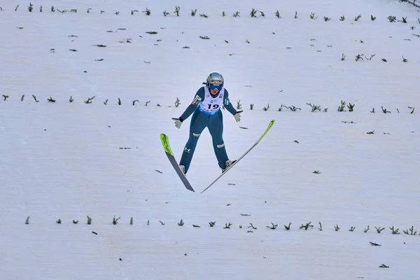 Rasnov Romênia Janeiro 2020 Komar Katra Esqui Jumper Compets Win — Fotografia de Stock