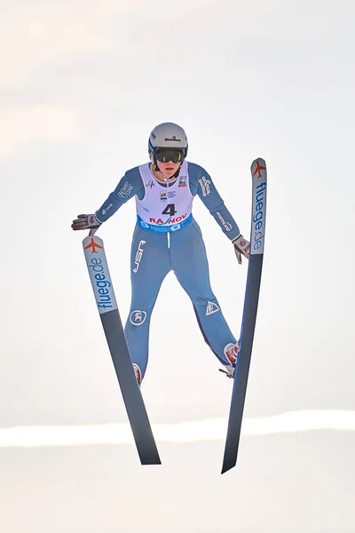 Rasnov Rumania Enero 2020 Sankey Logan Ski Jumper Compets Win —  Fotos de Stock