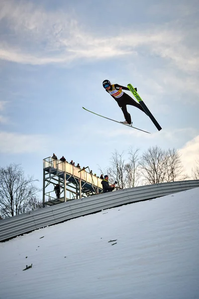 Rasnov Rumänien Januar 2020 Unbekannte Skispringer Wetteifern Den Sieg Beim — Stockfoto