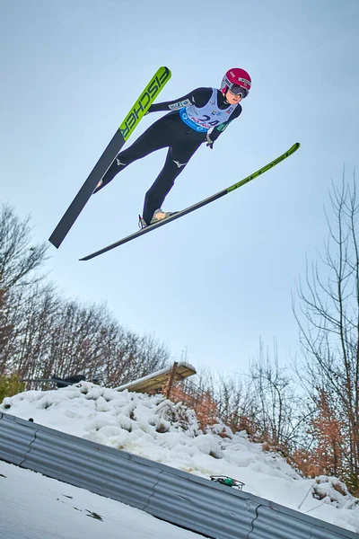 Rasnov Rumänien Januari 2020 Unknown Ski Jumper Compets Win Ladies — Stockfoto