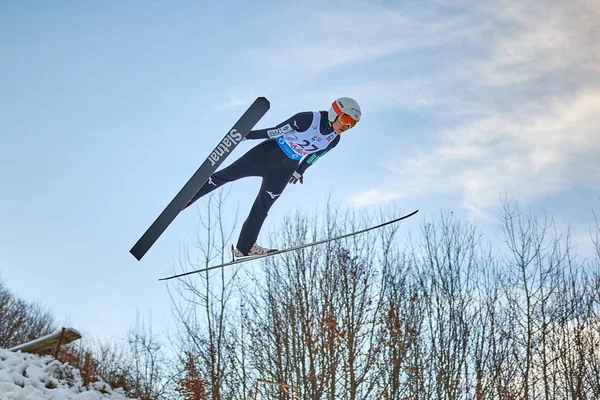 Rasnov Rumänien Januar 2020 Unbekannte Skispringer Wetteifern Den Sieg Beim — Stockfoto
