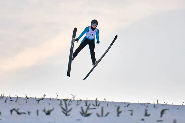 Rasnov Roumanie Janvier 2020 Sauteur Ski Trambitas Andrea Remporte Coupe — Photo