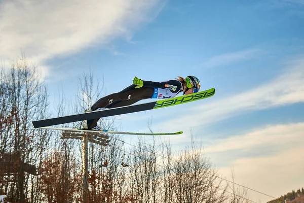 Rasnov Rumania Enero 2020 Unknown Ski Jumper Compets Win Ladies —  Fotos de Stock