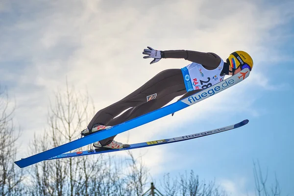 Rasnov Rumania Enero 2020 Unknown Ski Jumper Compets Win Ladies — Foto de Stock
