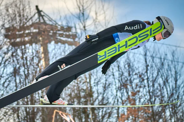 Rasnov Rumania Enero 2020 Unknown Ski Jumper Compets Win Ladies — Foto de Stock