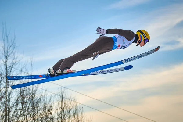 Rasnov Rumania Enero 2020 Unknown Ski Jumper Compets Win Ladies — Foto de Stock