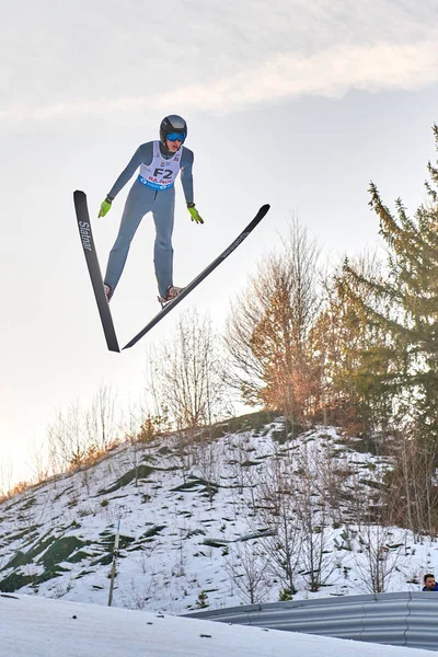 Rasnov Rumania Enero 2020 Unknown Ski Jumper Compets Win Ladies — Foto de Stock