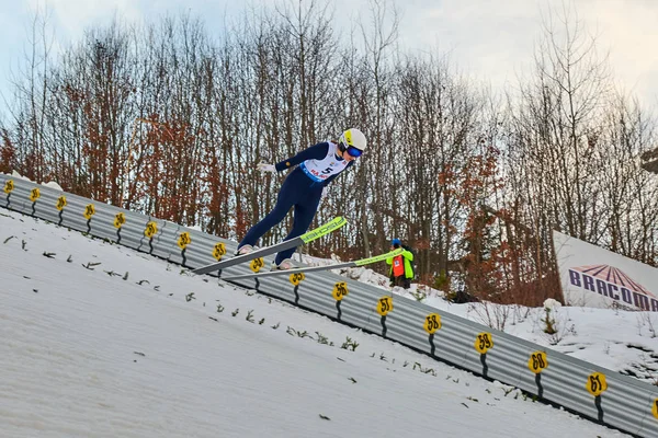 Rasnov Rumania Enero 2020 Unknown Ski Jumper Compets Win Ladies — Foto de Stock