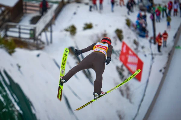 Rasnov Rumania Enero 2020 Unknown Ski Jumper Compets Win Ladies — Foto de Stock