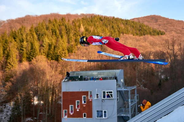 Rasnov Romania Gennaio 2020 Competizioni Salto Con Gli Sci Sconosciute — Foto Stock