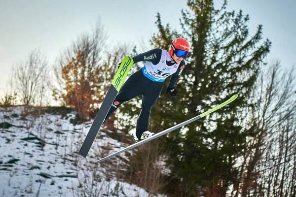 Rasnov Rumania Enero 2020 Unknown Ski Jumper Compets Win Ladies — Foto de Stock