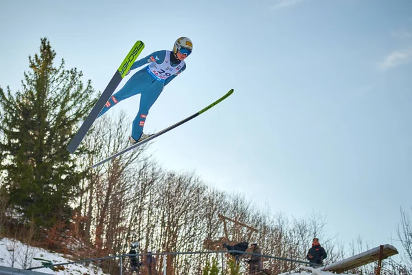 Rasnov Rumania Enero 2020 Unknown Ski Jumper Compets Win Ladies — Foto de Stock