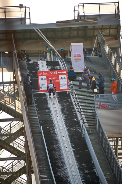 Rasnov Rumania Enero 2020 Unknown Ski Jumper Compets Win Ladies — Foto de Stock