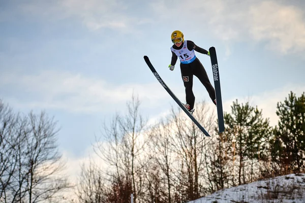 Rasnov Roemenië Januari 2020 Onbekende Skispringen Strijden Het Ladies Fis — Stockfoto