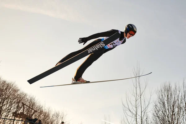 Rasnov Roumanie Janvier 2020 Compétitions Inconnues Saut Ski Pour Remporter — Photo
