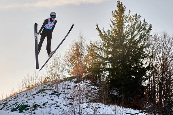 Rasnov Rumänien Januari 2020 Unknown Ski Jumper Compets Win Ladies — Stockfoto