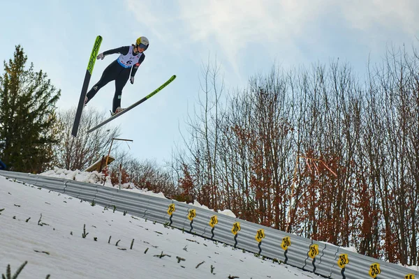 Rasnov Rumänien Januari 2020 Unknown Ski Jumper Compets Win Ladies — Stockfoto