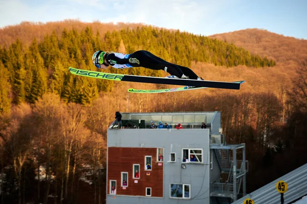 Rasnov Roemenië Januari 2020 Onbekende Skispringen Strijden Het Ladies Fis — Stockfoto