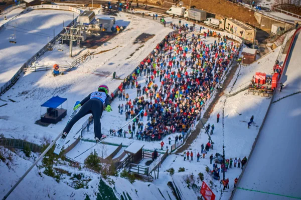 Rasnov Romania Gennaio 2020 Competizioni Salto Con Gli Sci Sconosciute — Foto Stock