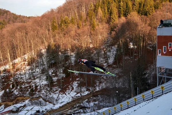 Rasnov Roumanie Janvier 2020 Compétitions Inconnues Saut Ski Pour Remporter — Photo