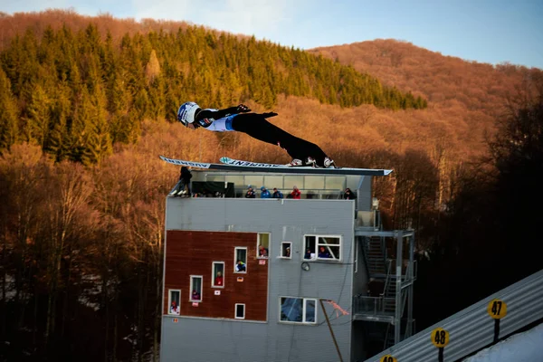 Rasnov Roumanie Janvier 2020 Compétitions Inconnues Saut Ski Pour Remporter — Photo